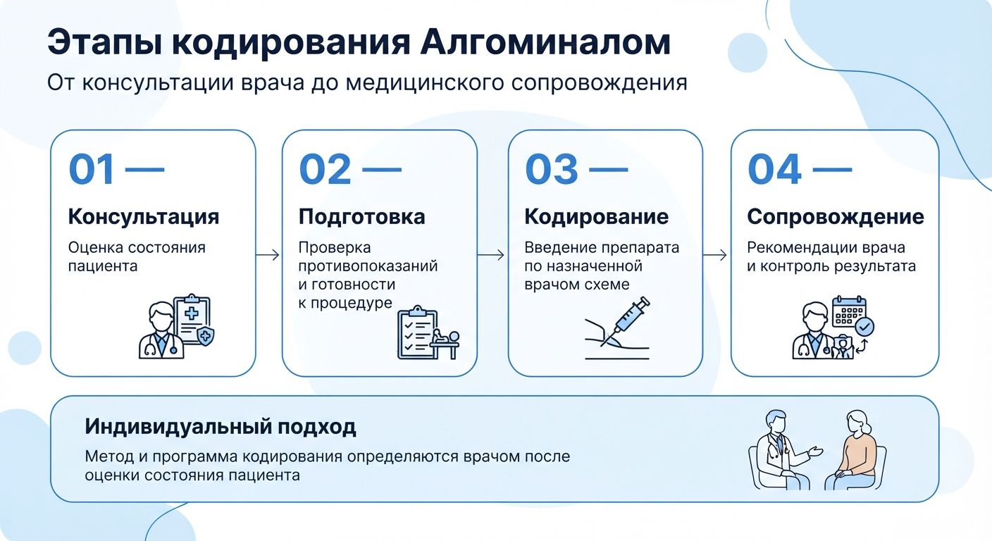 Кодирование препаратом «Алгоминал» в Калтане инфографика